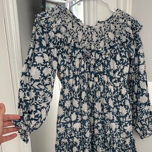 Madison Matthews Blue and White Floral Dress